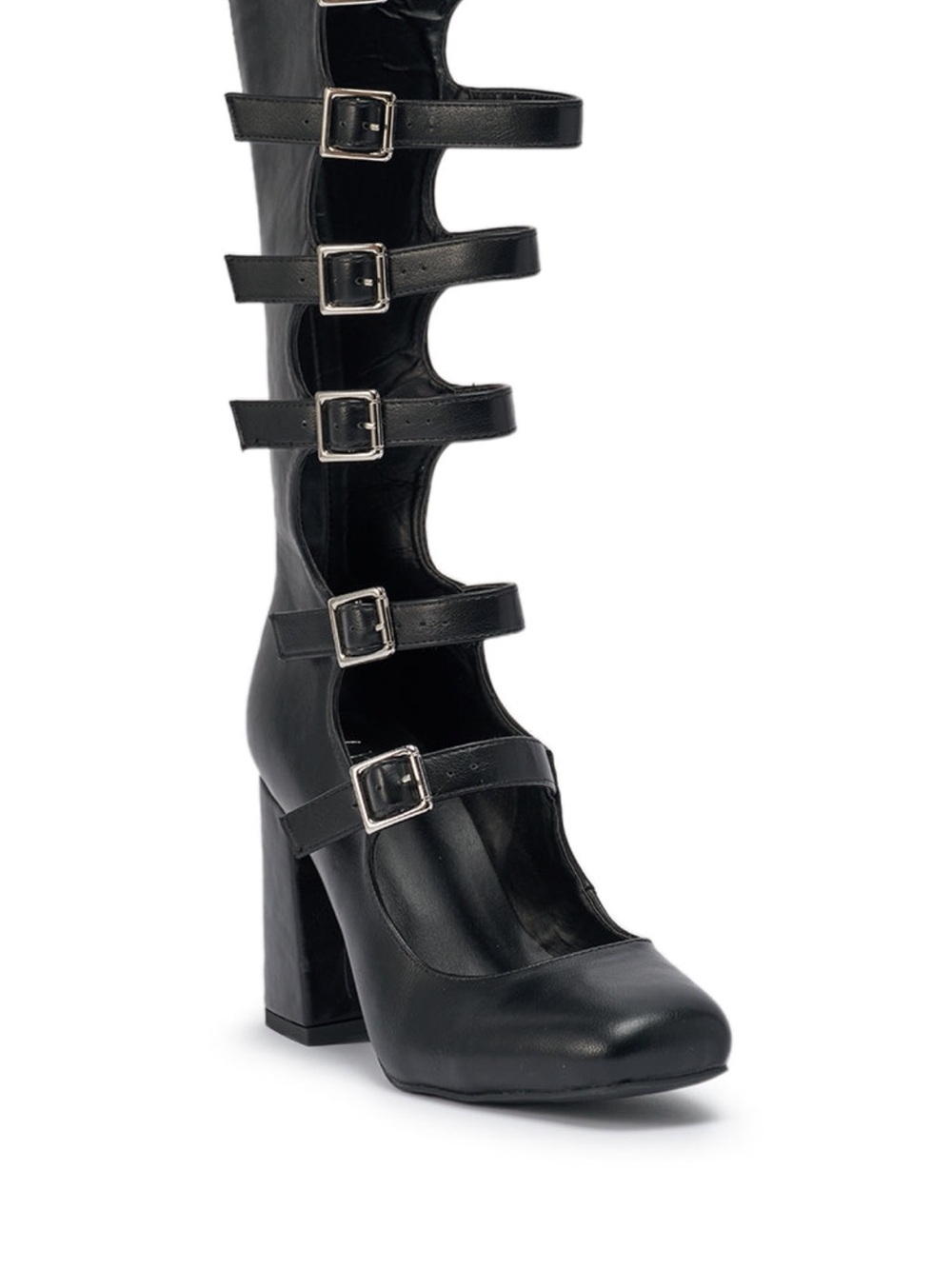AKIRA AKIRA GOLD YVETTE BLACK OVER THE KNEE MARY JANE BOOT Size 8.58.5 - Picture 10 of 11